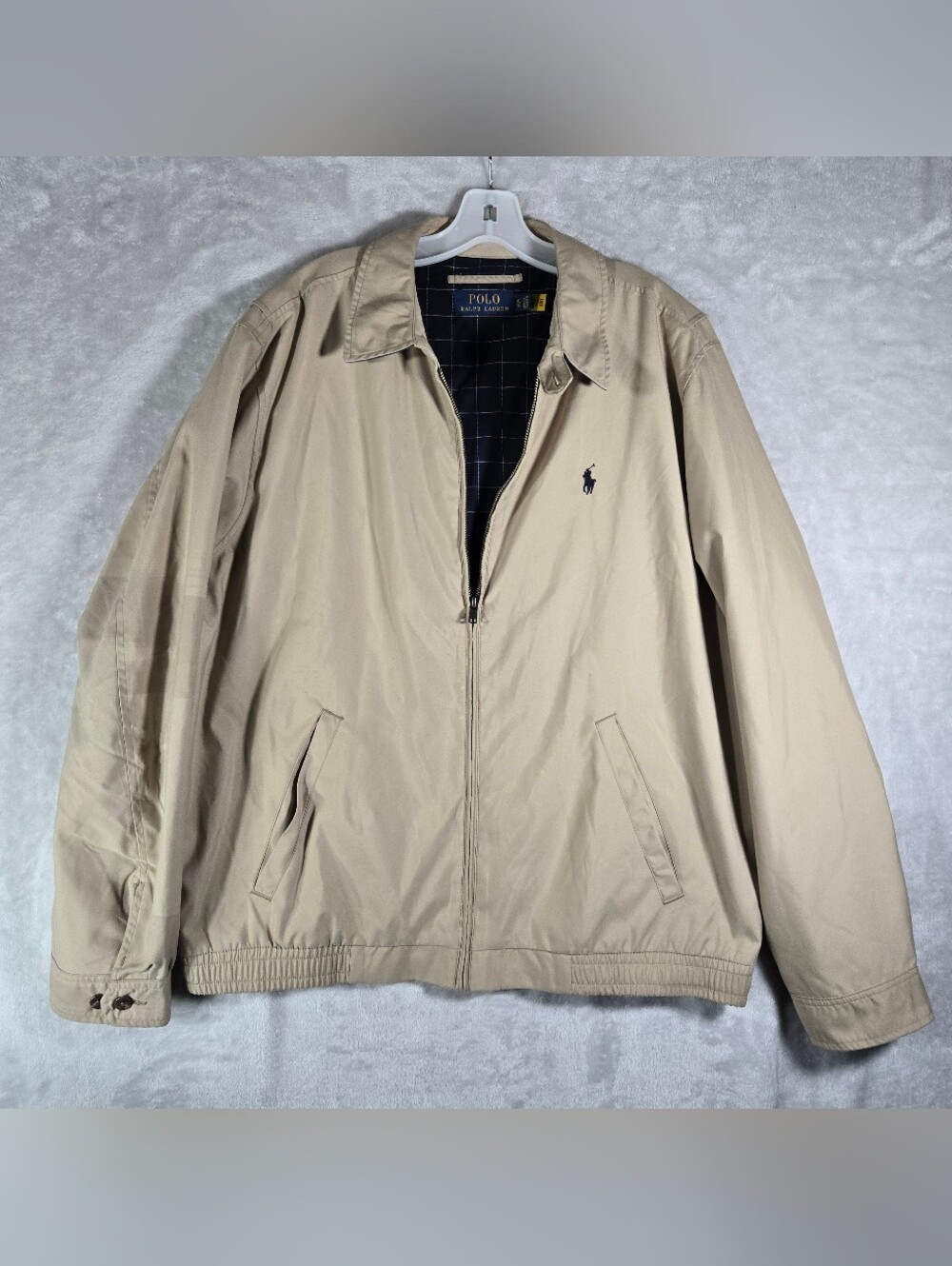 Polo Ralph Lauren Harrington Bomber Jacket Size XL Zip Up Mens Flannel Lined